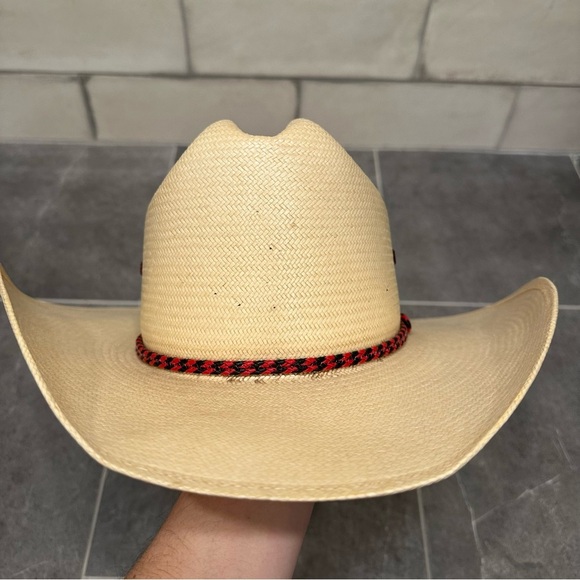 Justin straw cowboy hat western cowgirl red black tan 7 long oval 6X regal Toyo - Picture 14 of 16